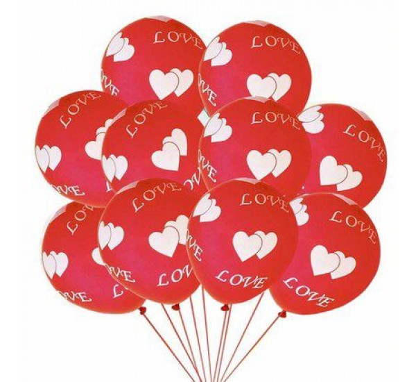 Kırmızı Love Baskılı 10 lu Helyum Balon